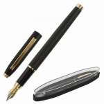 Ручка BRAUBERG "Brioso" перо, метал.корп. черный с золотом, в футляре, синяя   /143467              *332728