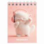 Блокнот  А7  на спир. 40л ФЕНИКС блест., выб.лак, "Котенок меломан" кл.   /70964               *368799