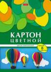 Картон цветной 2-х стор. мел. А4  8л 8цв  HATBER "Геометрия цвета.Воздушные шары"  в папке   /8Кц4_25052          *326469