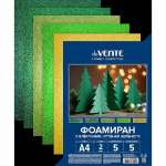 Фоамиран А4 deVENTE 2мм. 5л "HOBBY CREATIVE" оттенки зеленого с блестками   /8112415             *370768