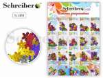 Пайетки Schreiber "Цветочки" в пакетиках 6цв* 20 штук на карт. подложке   /S 1450              *319238