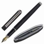 Ручка BRAUBERG "Larghetto" перо, метал.корп. черный с хромом, в футляре, синяя   /143477              *332732