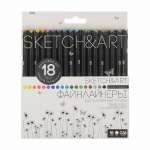 Ручки кап. набор  18цв.  BRUNO VISCONTI SKETCH&ART.BLACK EDITION", 0.4мм, блист.   /36-0018             *343648