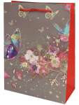 Пакет подарочный бумаж. 18*23*10см Dream Cards "Бабочки с цветочками" с блест.   /ППК-2595            *367386