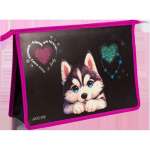 Папка д/тетрадей А4 deVENTE молния сверху "Cute Husky" 33*23*10см, фактура песок, фольга   /8056542             *368092