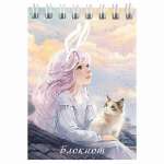 Блокнот  А7  на спир. 40л ФЕНИКС блест., выб.лак, "Девушка на крыше" кл.   /70960               *368798
