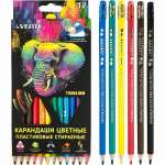 Карандаши 12 цв deVENTE стираемые "Triolino. Erase" 2М, трёхгран., пластик. корпус, с ластиком, к/к   /5022550             *368666