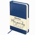 Ежедневник 2022г А6 168л. иск. кожа BRAUBERG "Imperial синий"тиснение   /112920              *330708